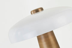 Lush Table Lamp by Troy Lighting - Modern Mushroom Design, Patina Brass Finish, Dimmable Opal Glass Shade