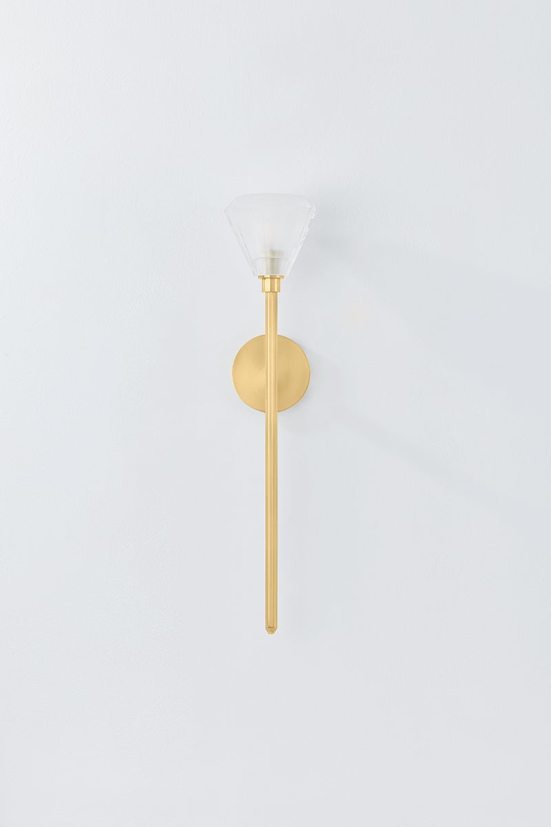 Maspeth Sconce 25"H by Hudson Valley Lighting - Aged Brass with K9 Crystal Floral Design