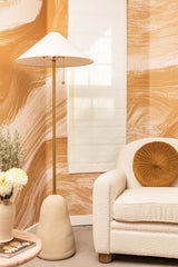 Maia Dimmable Floor Lamp By Mitzi, 67" Tall, Aged Brass & Ceramic Beige, Versatile Modern Design