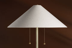 Maia Dimmable Floor Lamp By Mitzi, 67" Tall, Aged Brass & Ceramic Beige, Versatile Modern Design