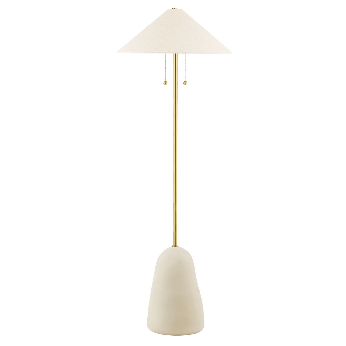 Maia Dimmable Floor Lamp By Mitzi, 67" Tall, Aged Brass & Ceramic Beige, Versatile Modern Design
