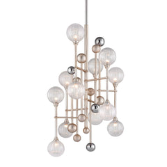 Majorette Chandelier by Corbett Lighting, 12 Lights, Adjustable 51.5-94 in, Dimmable, Silver Leaf Finish