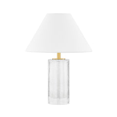 Mitzi Mandy Table Lamp 16”H x 12”W with Clear Blown Glass Base and Dimmable Capability, Aged Brass Finish