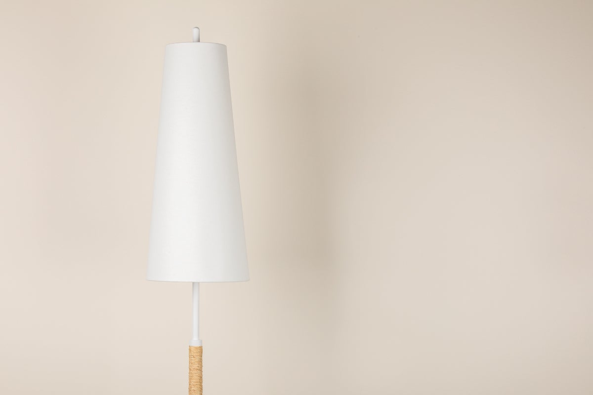 Mariana Floor Lamp 70" Tall With Pebble-Inspired Base And Dimmable White Linen Shade By Mitzi