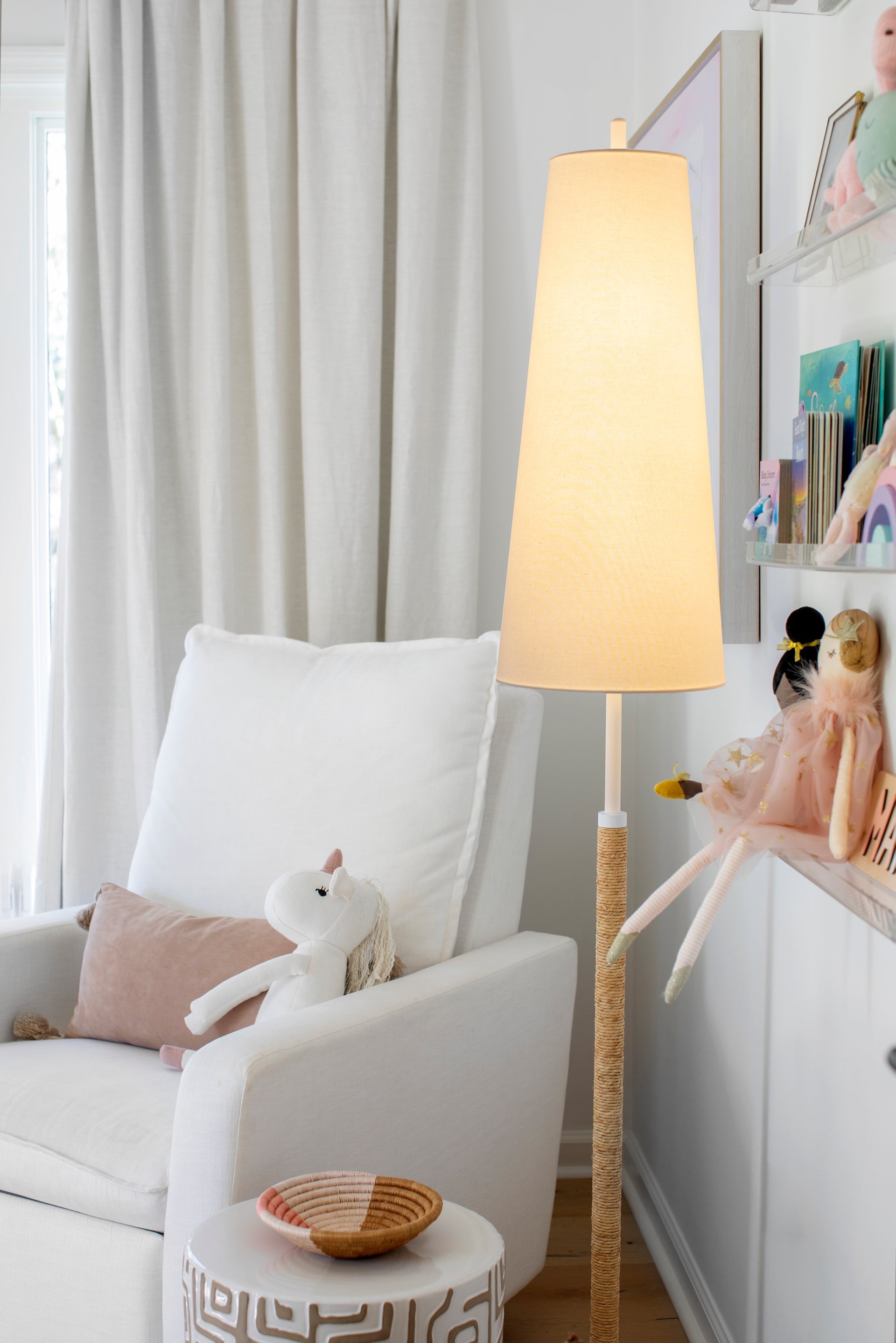 Mariana Floor Lamp 70" Tall With Pebble-Inspired Base And Dimmable White Linen Shade By Mitzi