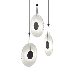Meclisse 3-Light LED Chandelier by SONNEMAN with Ribbed Glass Disc, Dimmable, 3650 Lumens