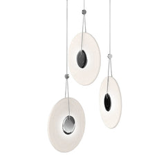 Meclisse 3-Light LED Chandelier by SONNEMAN with Ribbed Glass Disc, Dimmable, 3650 Lumens