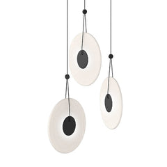 Meclisse 3-Light LED Chandelier by SONNEMAN with Ribbed Glass Disc, Dimmable, 3650 Lumens