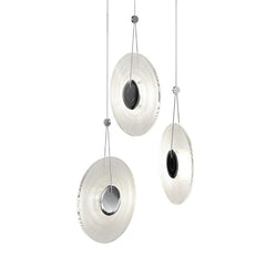 Meclisse 3-Light LED Chandelier by SONNEMAN with Ribbed Glass Disc, Dimmable, 3650 Lumens
