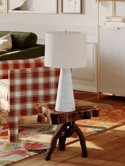Mitzi Melinda Table Lamp 25.75" Tall Satin White Ceramic Base Dimmable Linen Shade E26 Bulb