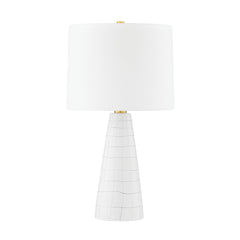 Mitzi Melinda Table Lamp 25.75" Tall Satin White Ceramic Base Dimmable Linen Shade E26 Bulb
