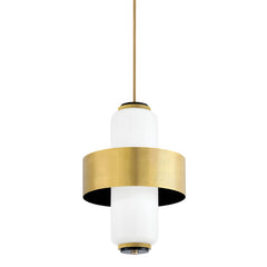 Corbett Lighting Melrose Pendant 275-44-VB/SBK, Adjustable Dimmable, Opal Glass, Vintage Brass & Black