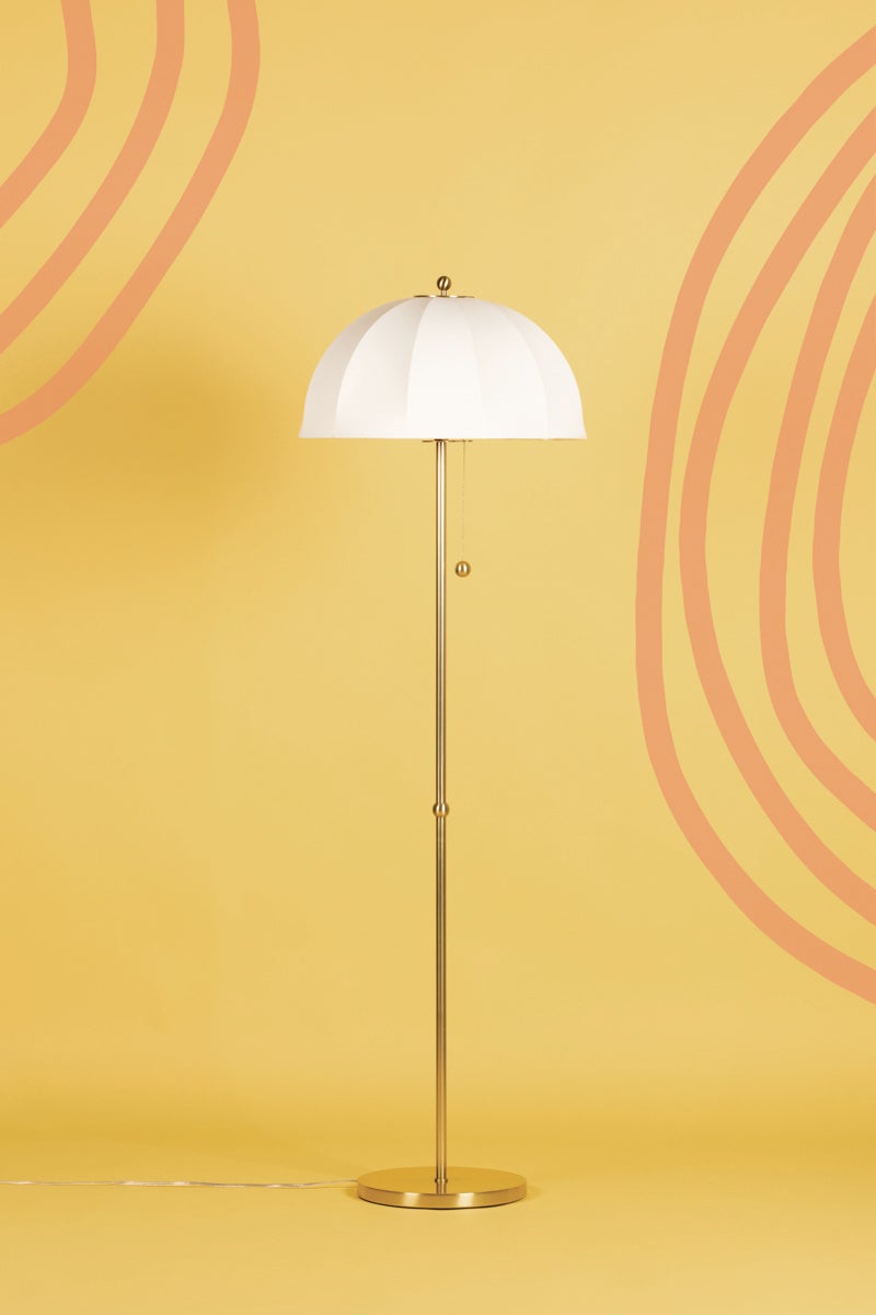 Mitzi Meshelle 70-Inch Mid-Century Modern Dimmable Floor Lamp with Unique Umbrella Shade