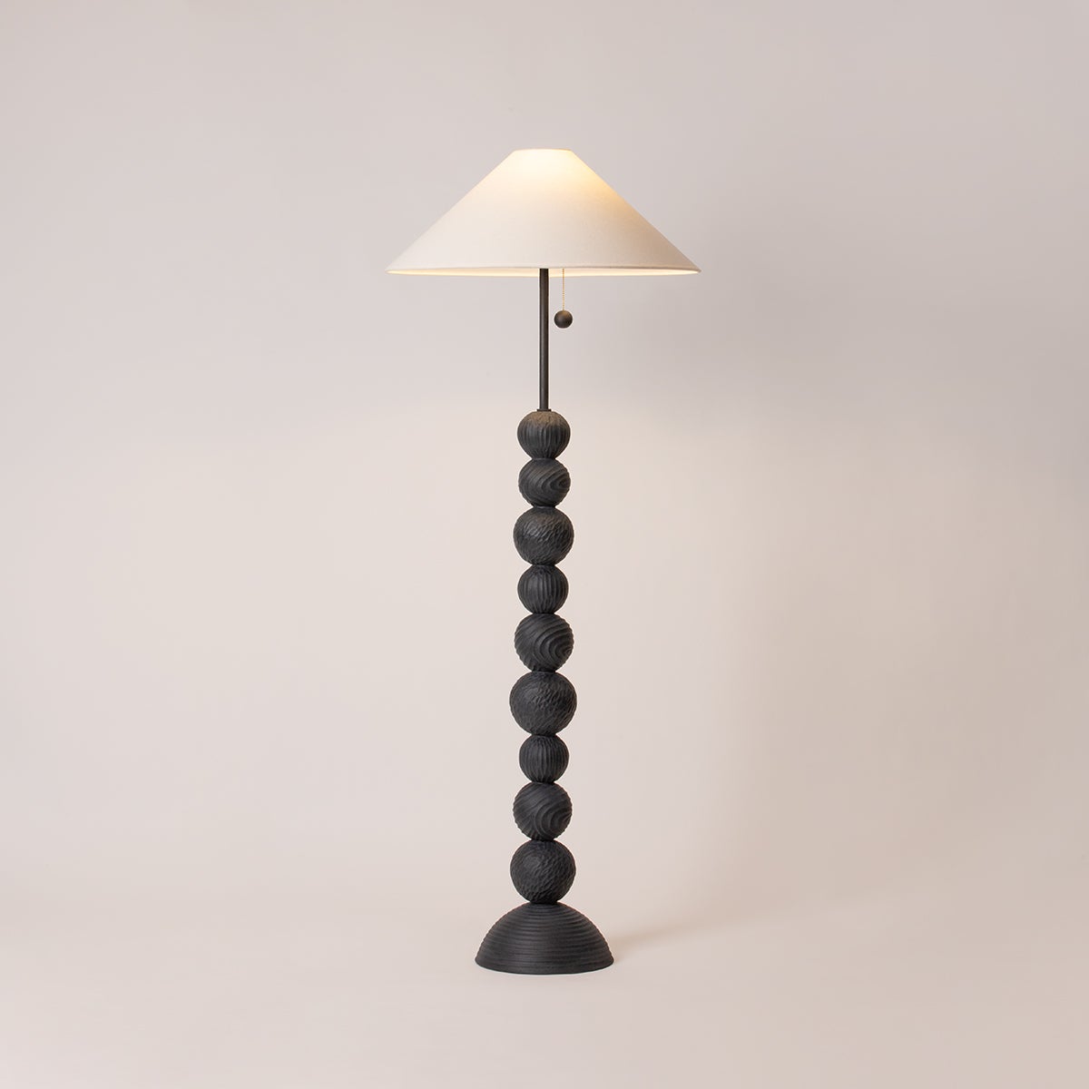 Miela Floor Lamp by Troy Lighting - Dimmable, Totem-Style Design, Forged Iron & Black Ceramic Finish