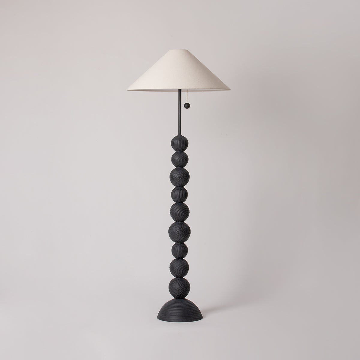 Miela Floor Lamp by Troy Lighting - Dimmable, Totem-Style Design, Forged Iron & Black Ceramic Finish