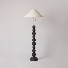 Miela Floor Lamp by Troy Lighting - Dimmable, Totem-Style Design, Forged Iron & Black Ceramic Finish