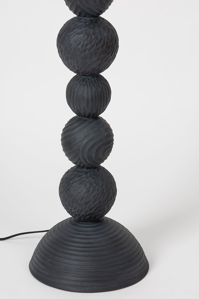 Miela Floor Lamp by Troy Lighting - Dimmable, Totem-Style Design, Forged Iron & Black Ceramic Finish