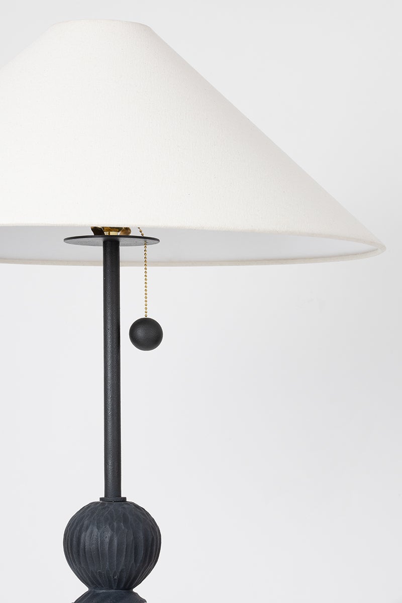 Miela Floor Lamp by Troy Lighting - Dimmable, Totem-Style Design, Forged Iron & Black Ceramic Finish