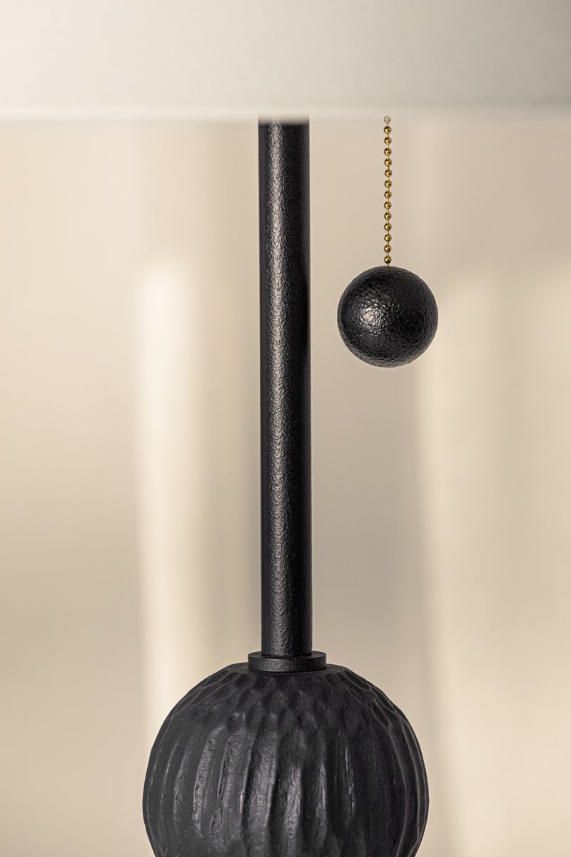 Miela Floor Lamp by Troy Lighting - Dimmable, Totem-Style Design, Forged Iron & Black Ceramic Finish