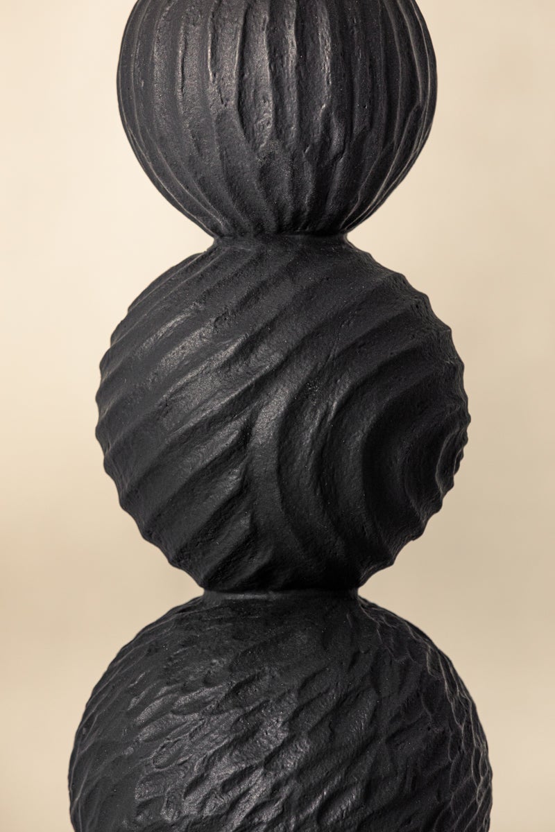 Miela Floor Lamp by Troy Lighting - Dimmable, Totem-Style Design, Forged Iron & Black Ceramic Finish