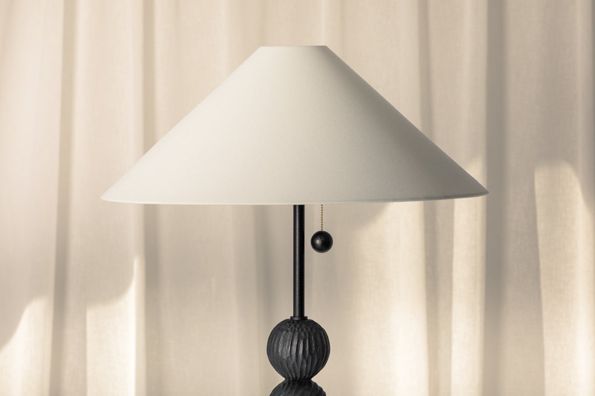 Miela Floor Lamp by Troy Lighting - Dimmable, Totem-Style Design, Forged Iron & Black Ceramic Finish