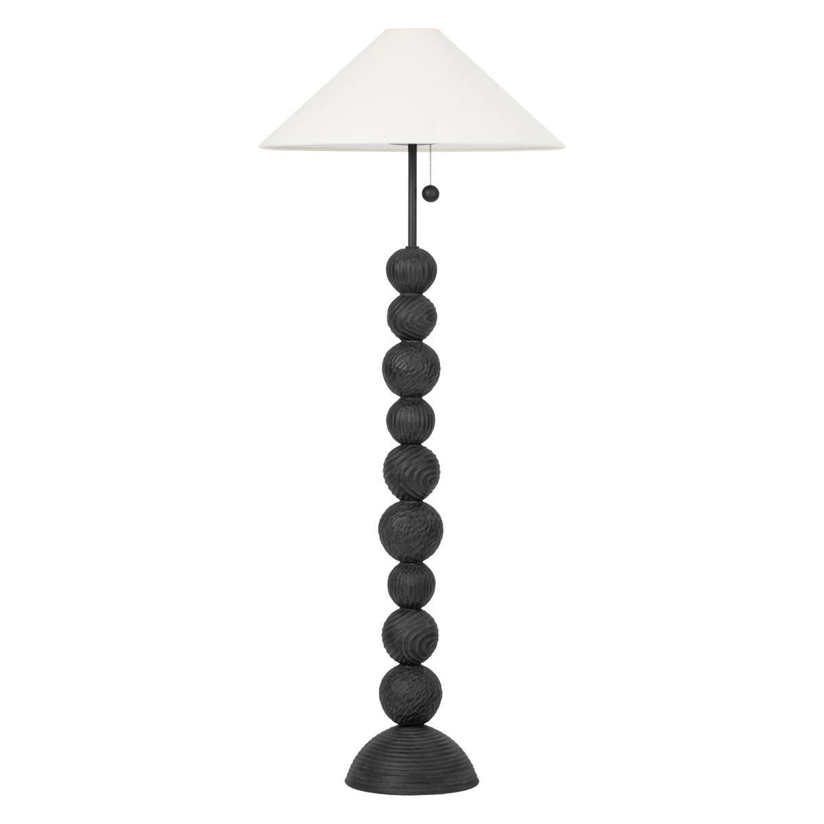 Miela Floor Lamp by Troy Lighting - Dimmable, Totem-Style Design, Forged Iron & Black Ceramic Finish