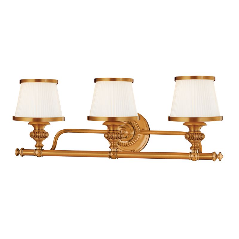 Milton 3-Light Vanity Light by Hudson Valley Lighting, Opal Glass Shades, Dimmable, UL Damp Rated