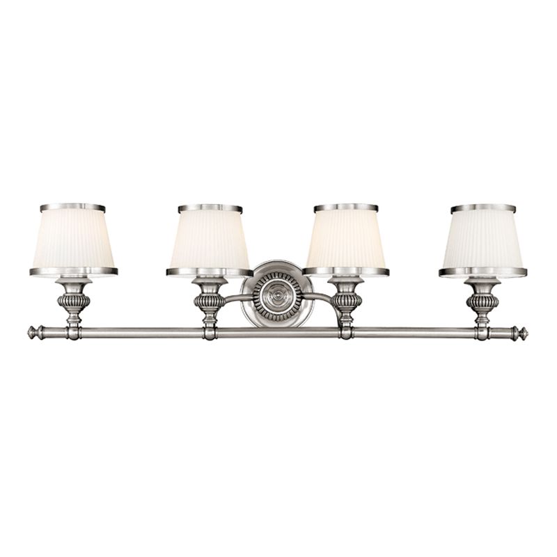 Hudson Valley Lighting Milton 4-Light Vanity Light, Dimmable, Opal Glass, Flemish Brass or Polished Nickel