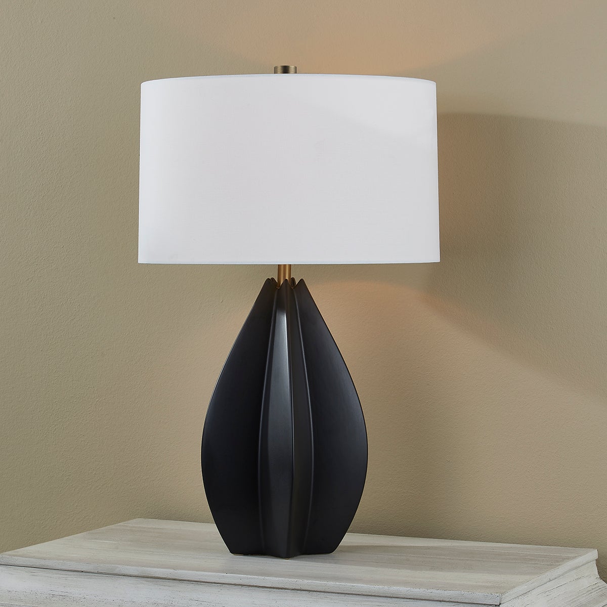 Troy Lighting 25.75" Mineral Table Lamp With Elegant Patina Brass Finish And Dimmable White Shade