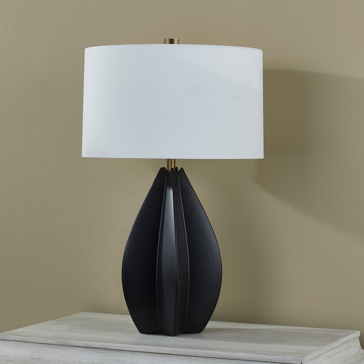 Troy Lighting 25.75" Mineral Table Lamp With Elegant Patina Brass Finish And Dimmable White Shade