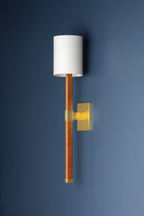 Minnetonka Sconce 30.75" H by Hudson Valley Lighting in Aged Brass with Linen Shade - Dimmable Wall Light
