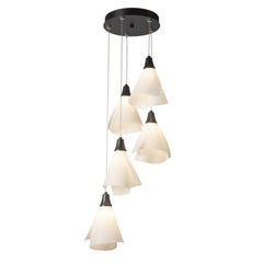 Mobius 5-Light Pendant Chandelier by Hubbardton Forge with Spun Frost Shades and Customizable Finish