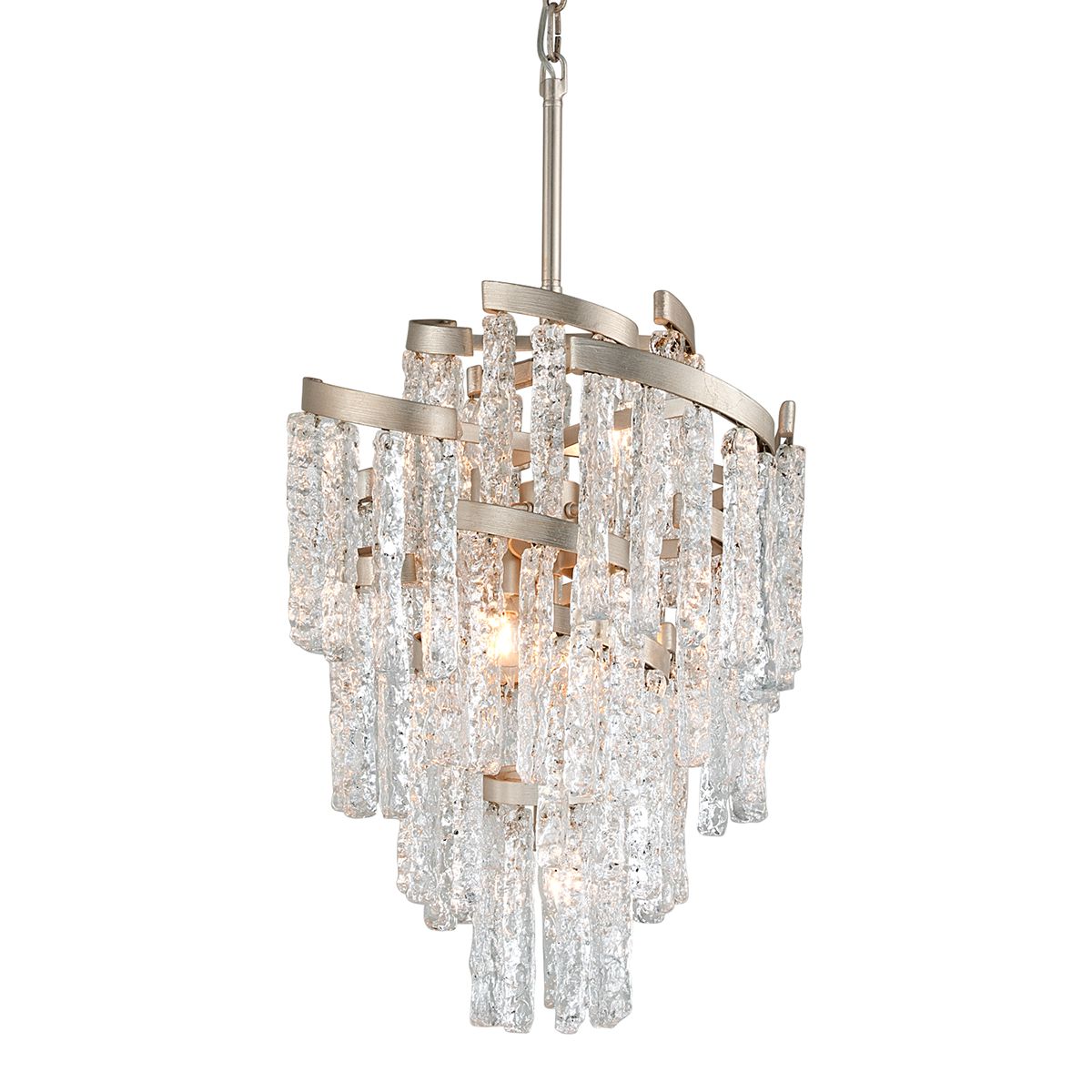 Mont Blanc Chandelier 7 Lights with Adjustable Height and Clear Piastre Glass Shades by Corbett Lighting