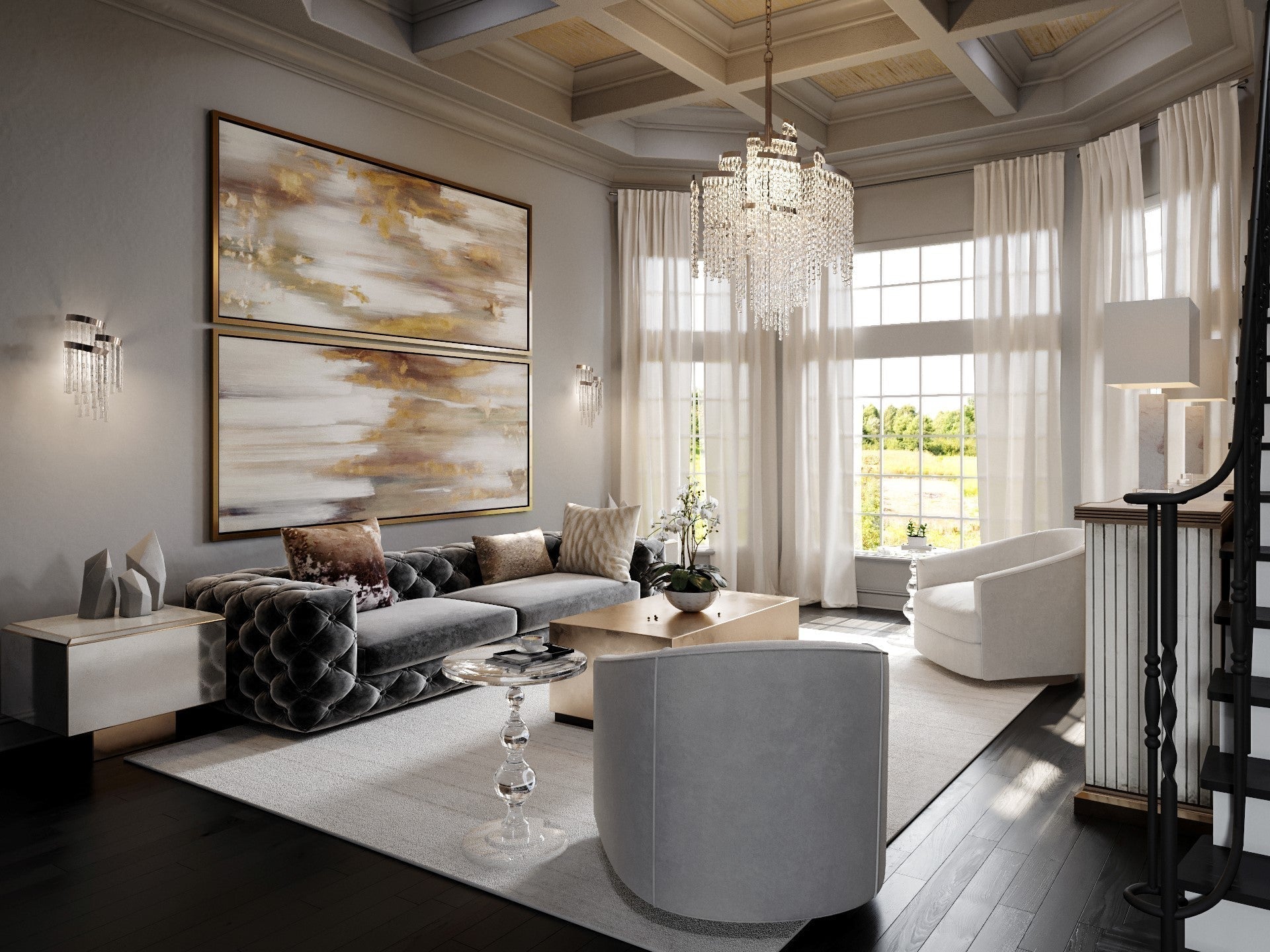 Mont Blanc 66.25" Large Chandelier by Corbett Lighting with Elegant Piastre Glass & 13 Lights