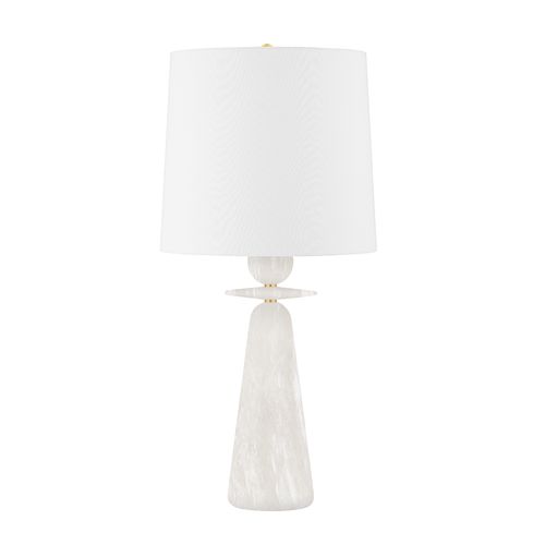 Montgomery Table Lamp by Hudson Valley Lighting with Dimmable Alabaster Base and Aged Brass Finish