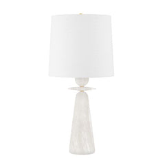 Montgomery Table Lamp by Hudson Valley Lighting with Dimmable Alabaster Base and Aged Brass Finish