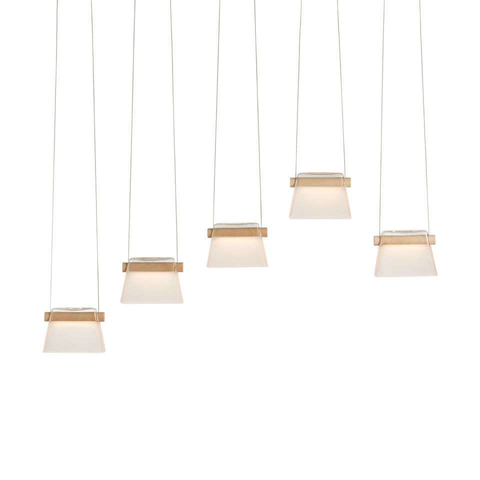 Hubbardton Forge More Cowbell LED Pendant Light, Dimmable 1100 Lumen, Vermont Maple, Modern Design