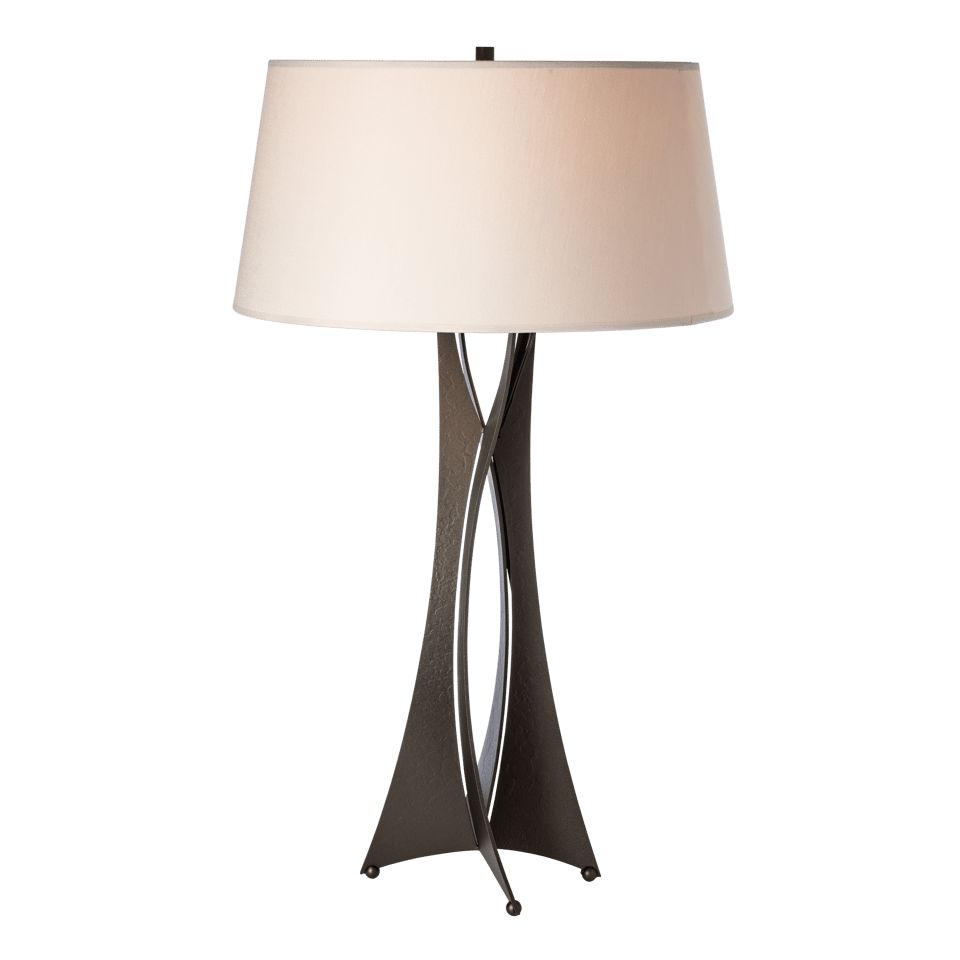 Hubbardton Forge Moreau Tall Table Lamp, Handmade Steel with Dimmable Feature, Flax Linen Shade