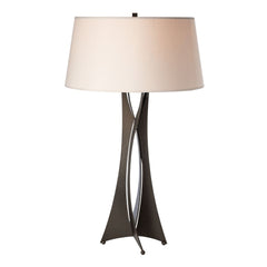 Hubbardton Forge Moreau Tall Table Lamp, Handmade Steel with Dimmable Feature, Flax Linen Shade