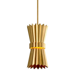 Moxy Pendant Light by Corbett Lighting - Adjustable 21-63 In. Height, Elegant Gesso White & Gold Design