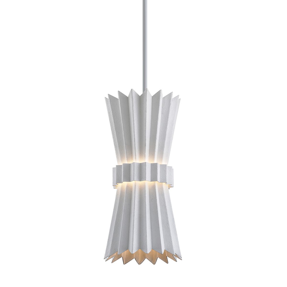 Moxy Pendant Light by Corbett Lighting - Adjustable 21-63 In. Height, Elegant Gesso White & Gold Design