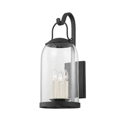 Napa County 3-Light Outdoor Wall Sconce, Clear Seeded Glass, Durable Iron, Dimmable, French Iron Finish