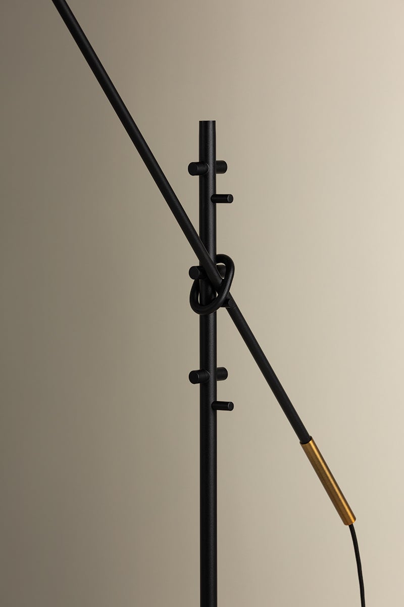 Navin Adjustable Floor Lamp with Dimmable Feature, Patina Brass Accents, and White-Linen Shade by Troy Lighting
