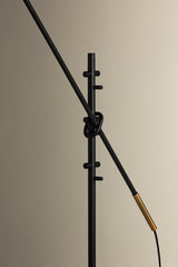 Navin Adjustable Floor Lamp with Dimmable Feature, Patina Brass Accents, and White-Linen Shade by Troy Lighting