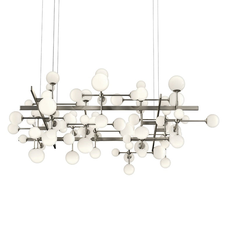 SONNEMAN Nebula 27,700 Lumens Large Square Chandelier, Dimmable, Satin Black/Nickel Finishes