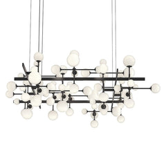 SONNEMAN Nebula 27,700 Lumens Large Square Chandelier, Dimmable, Satin Black/Nickel Finishes