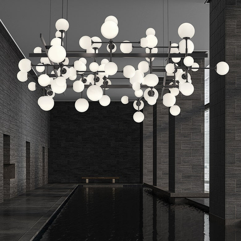 SONNEMAN Nebula Square Chandelier 2065 - Energy Efficient LED, Adjustable Height, Modern Glass Design