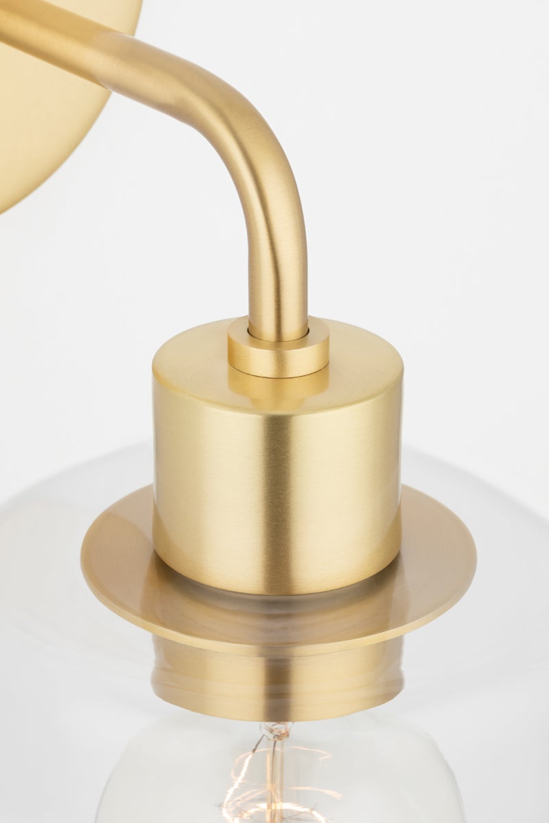 Mitzi Neko Sconce - Dimmable Wall Light with Clear Glass Shade, Aged Brass/Old Bronze/Polished Nickel Finishes
