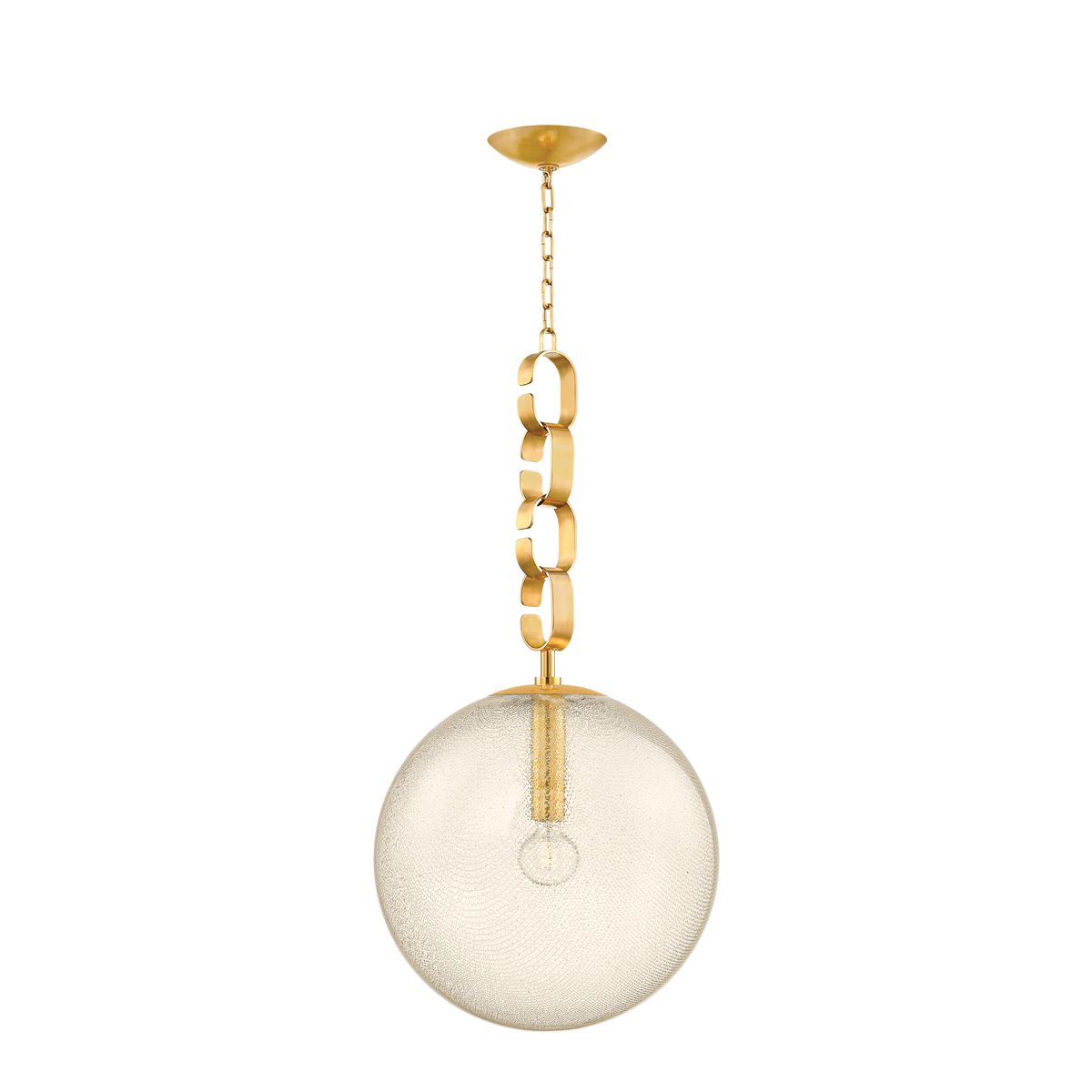 Nessa Large Pendant Light by Corbett Lighting - Vintage Brass Finish with Clear Seeded Glass Shade