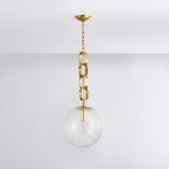Nessa Pendant 30" Seeded Glass Orb Light Fixture in Vintage Brass with Adjustable Height by Corbett Lighting